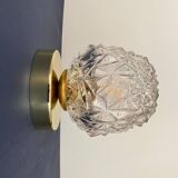 Vintage globe wall / ceiling light in molded glass