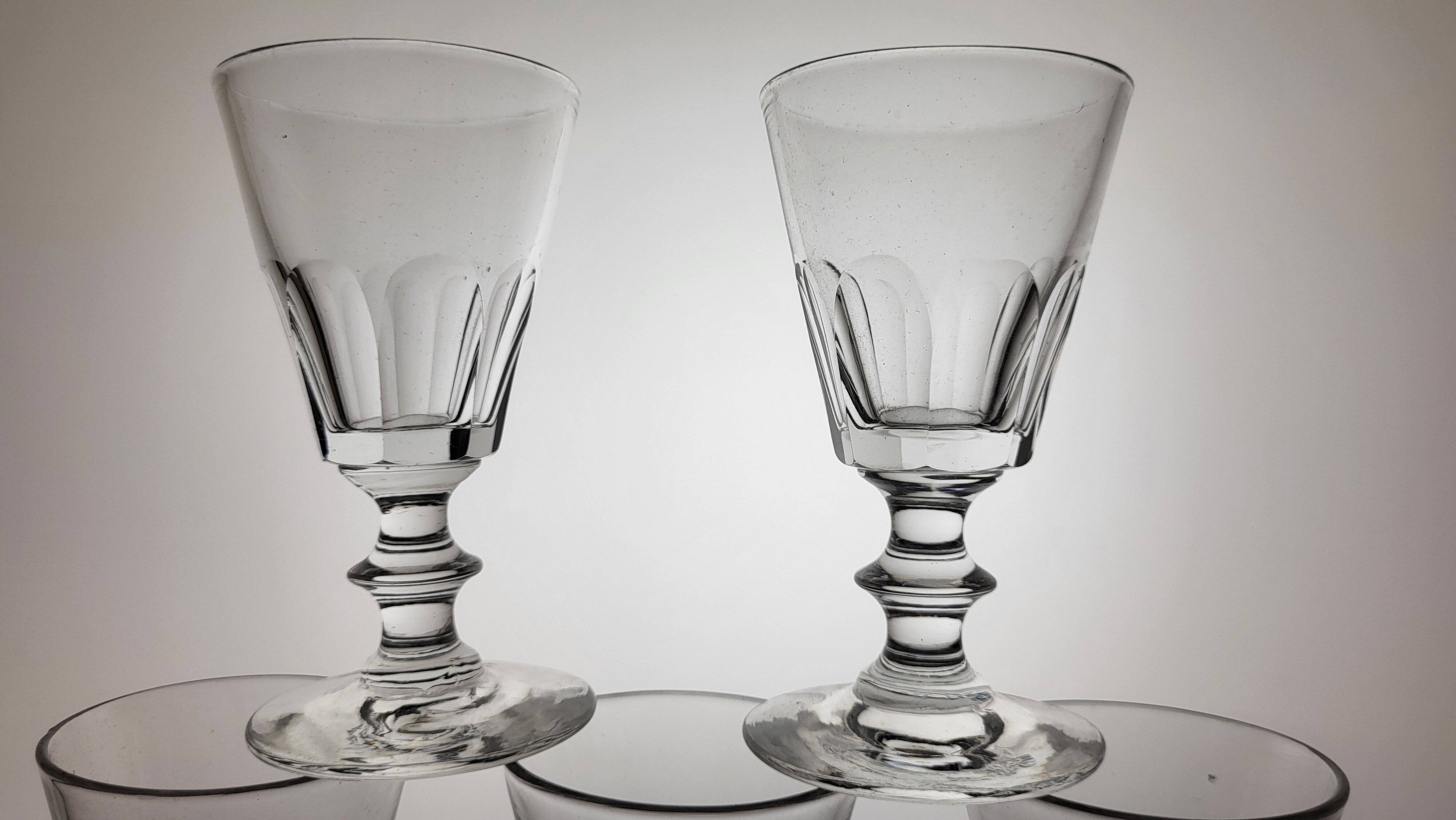 6 Baccarat style wine glasses, Caton model / 19th century