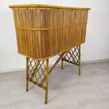 Vintage rattan bar and stools