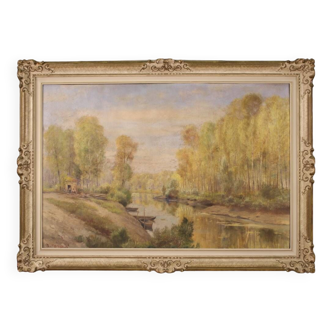 Italian Landscape Painting Signed A. Corradi, 1950s