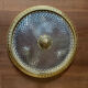 Antique ceiling light in bronze and cut crystal with diamond points.