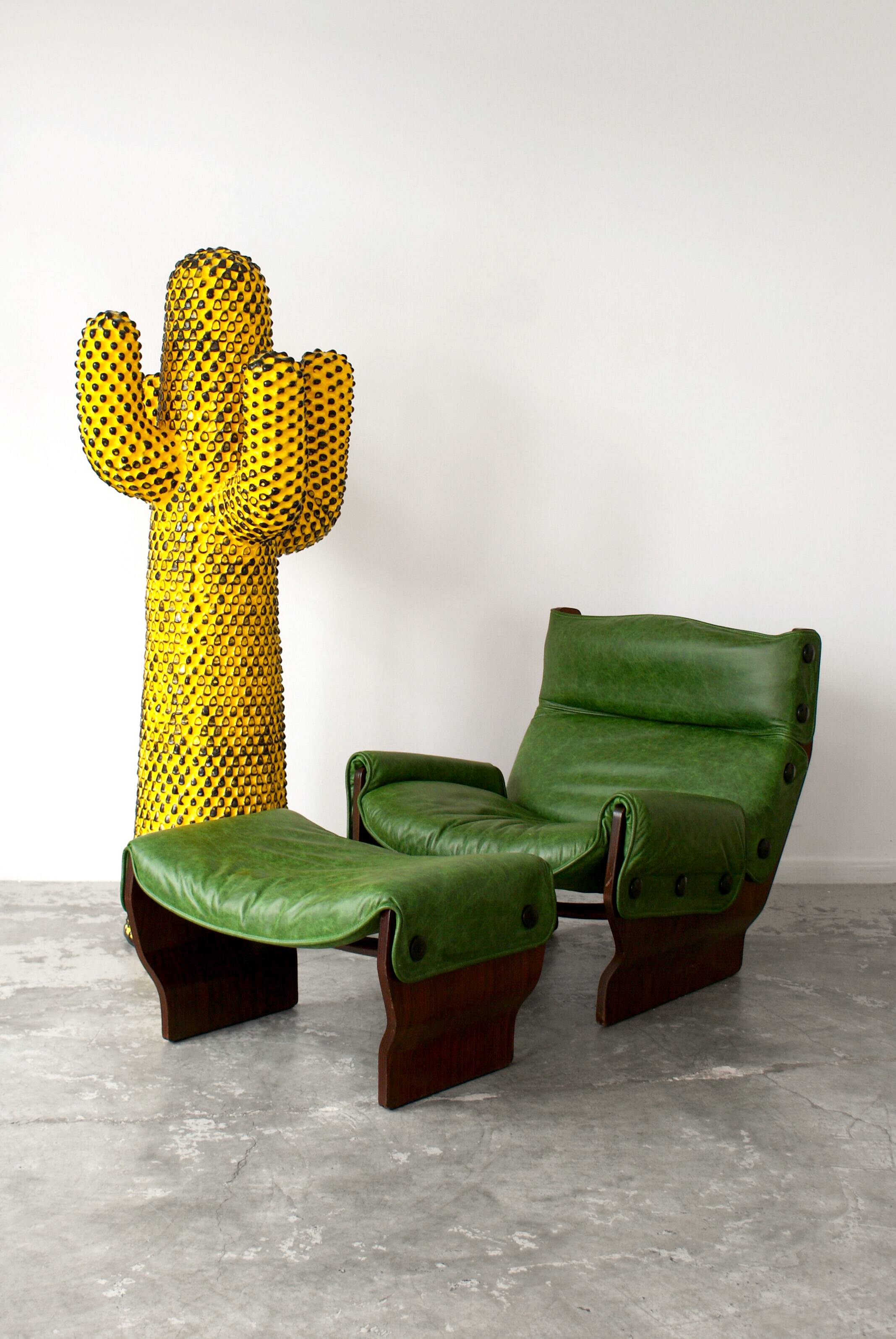 Canada model leather armchair and ottoman by Osvaldo Borsani