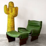 Canada model leather armchair and ottoman by Osvaldo Borsani