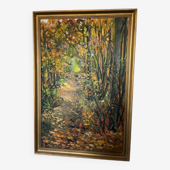 Signed forest landscape painting