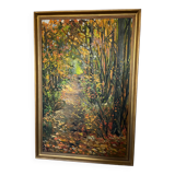 Signed forest landscape painting