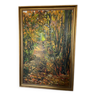 Signed forest landscape painting