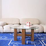 Table basse en bois et plateau verre de 80cm