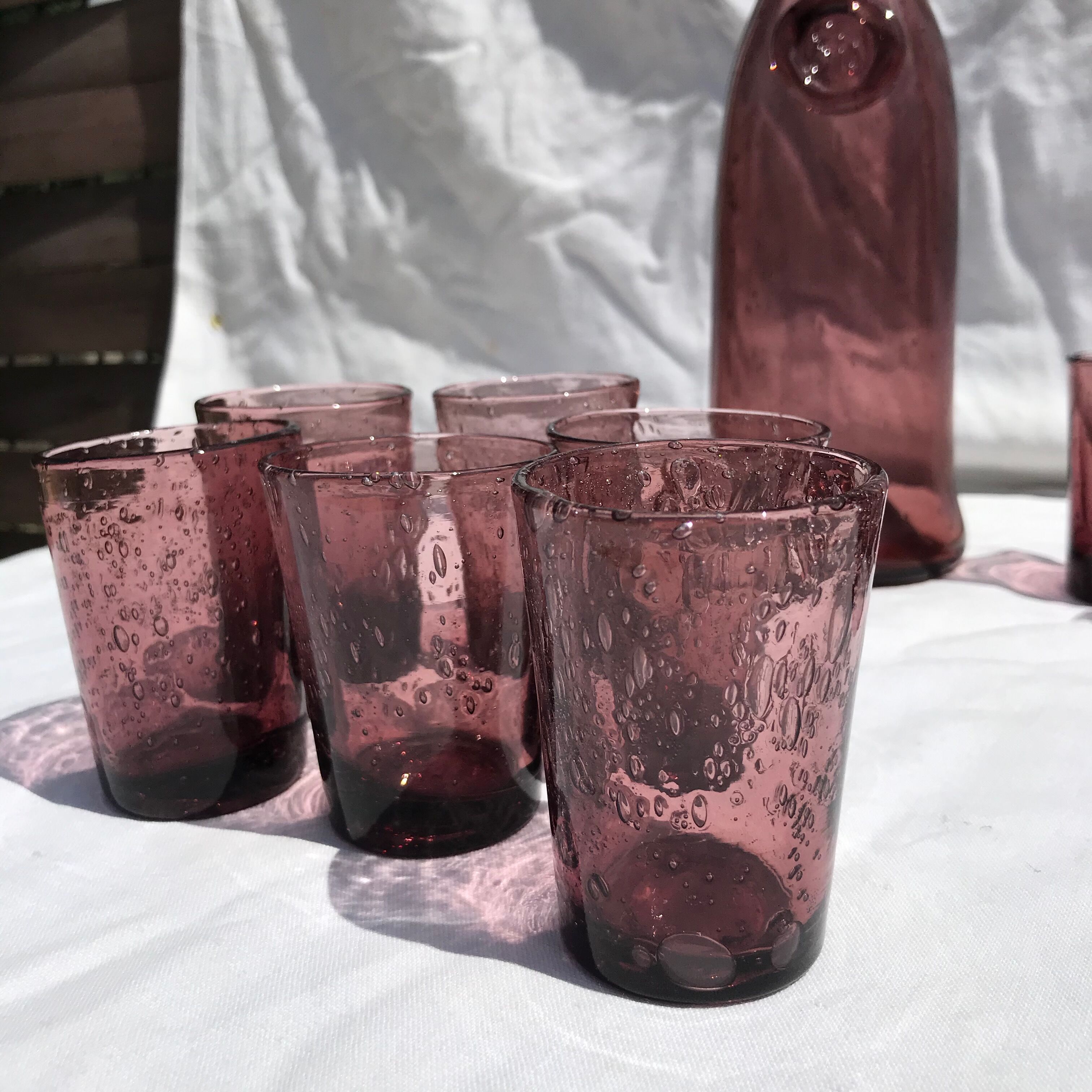 Biot liqueur service in blown glass