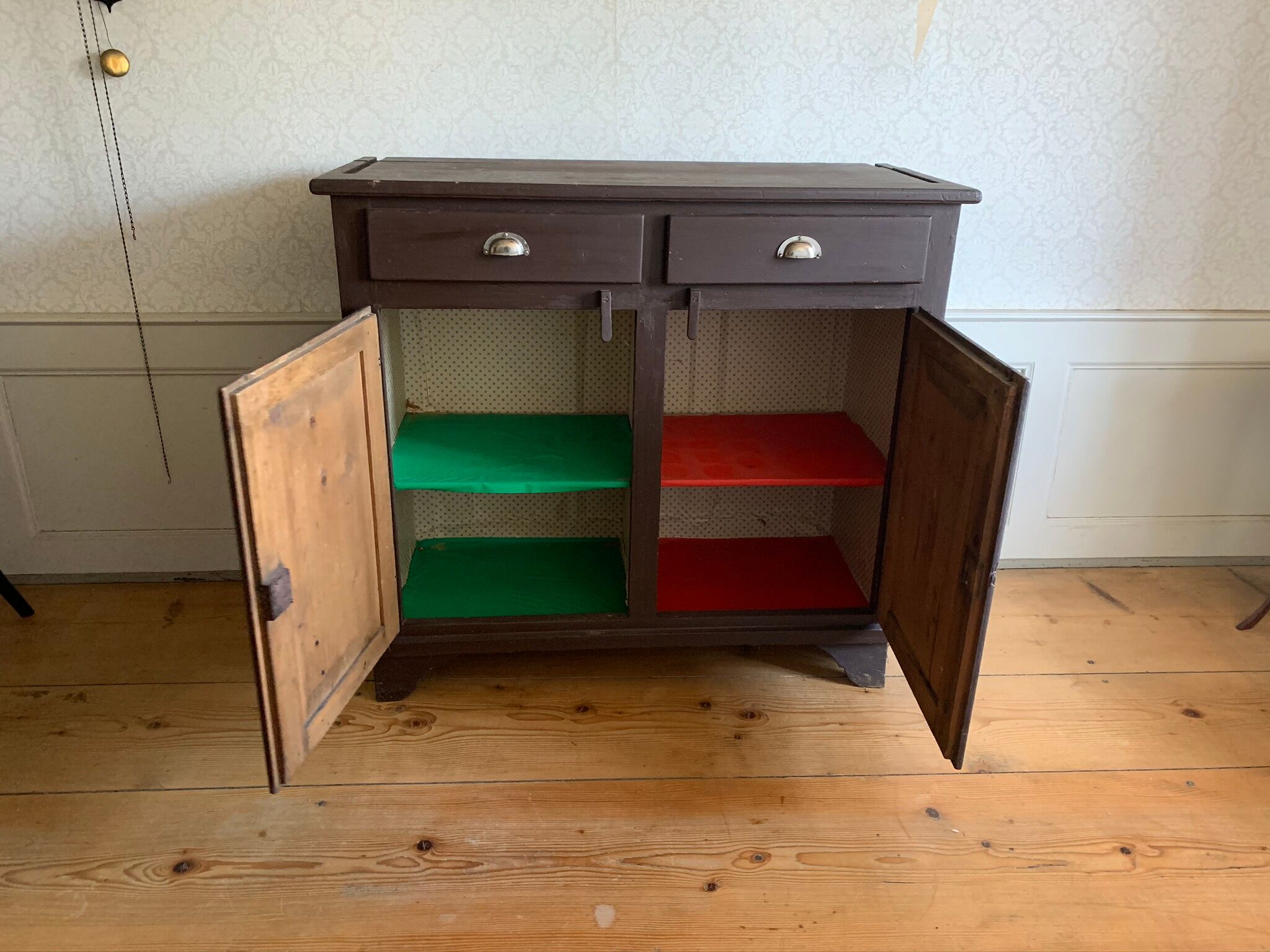 Old Farmers Cabinet painted with floral motives