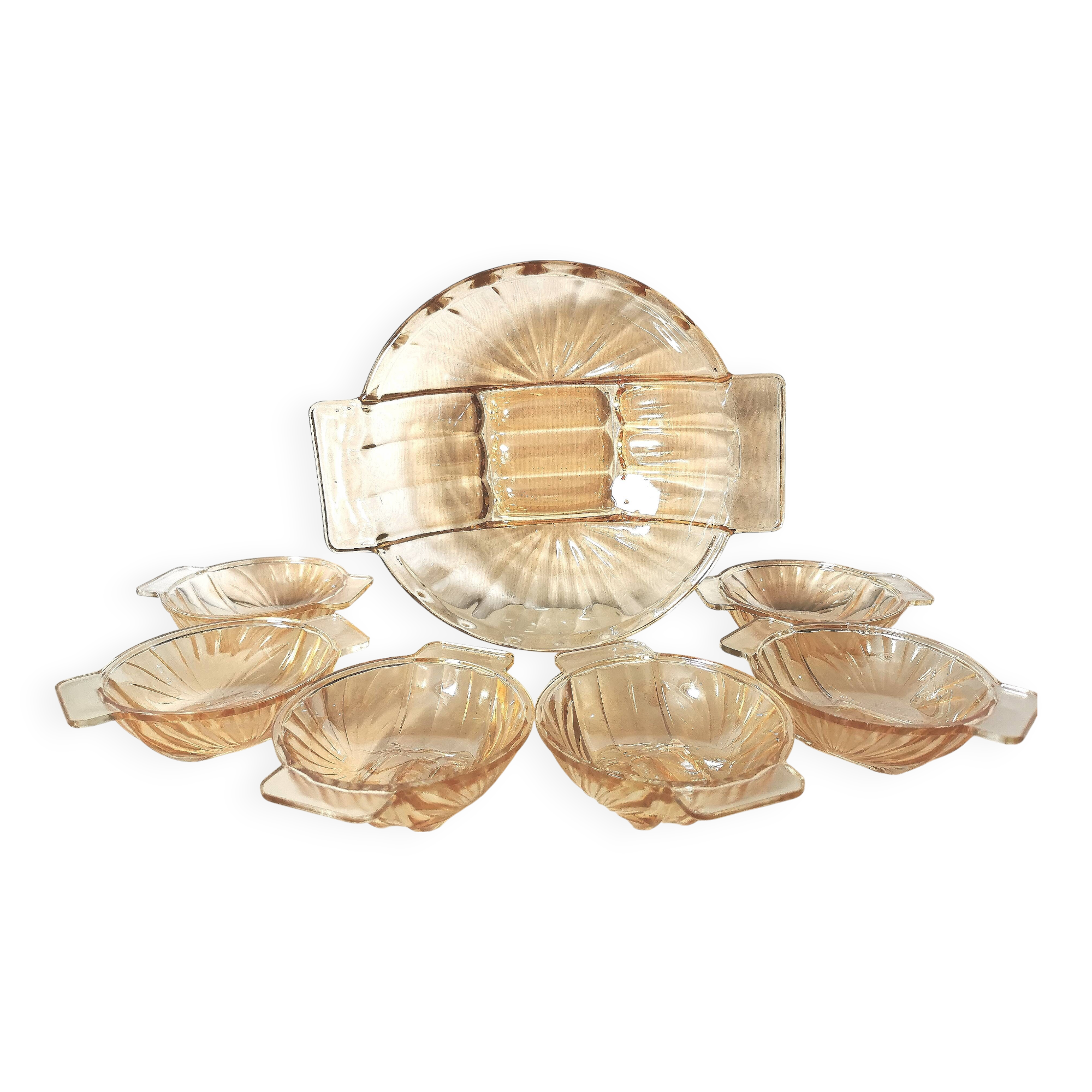 Art Deco pearly glass dessert service