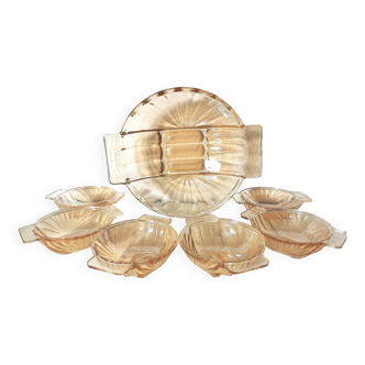 Art Deco pearly glass dessert service