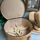 Hat box with leather handle