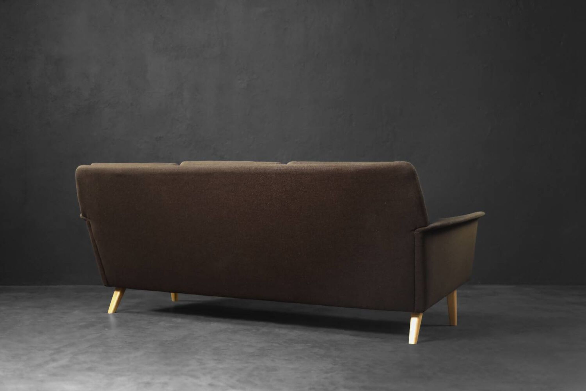 Vintage Mid-Century Danish Modern Brown 3-Seater Sofa by Folke Ohlsson