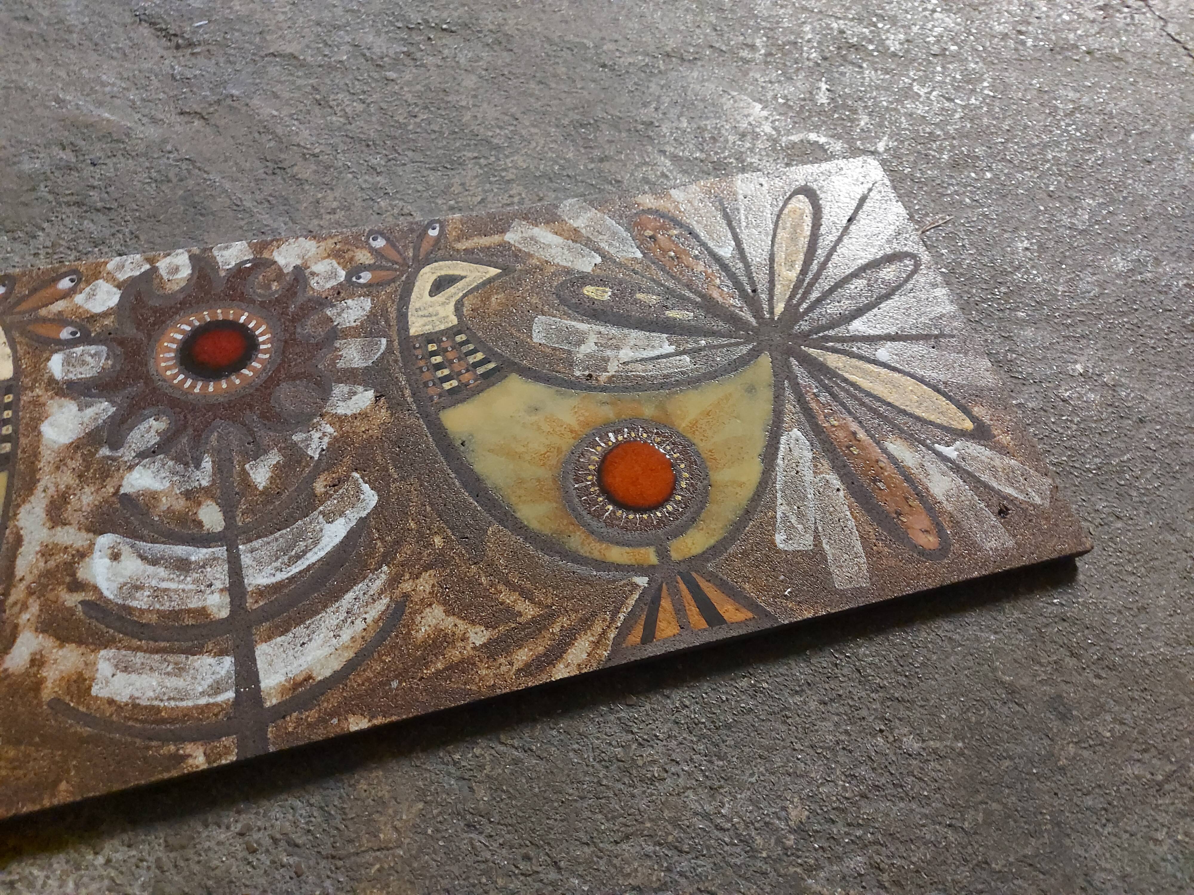 Plate, enamelled lava panel J.G Picard, Vallauris