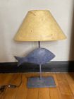 Blue metal fish lamp
