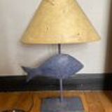 Blue metal fish lamp