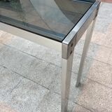 Console en inox et verre fumé - 1970