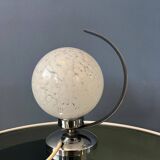Vintage chrome table lamp with glass shade