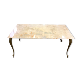 Table basse pieds en laiton, dessus en marbre, style baroque