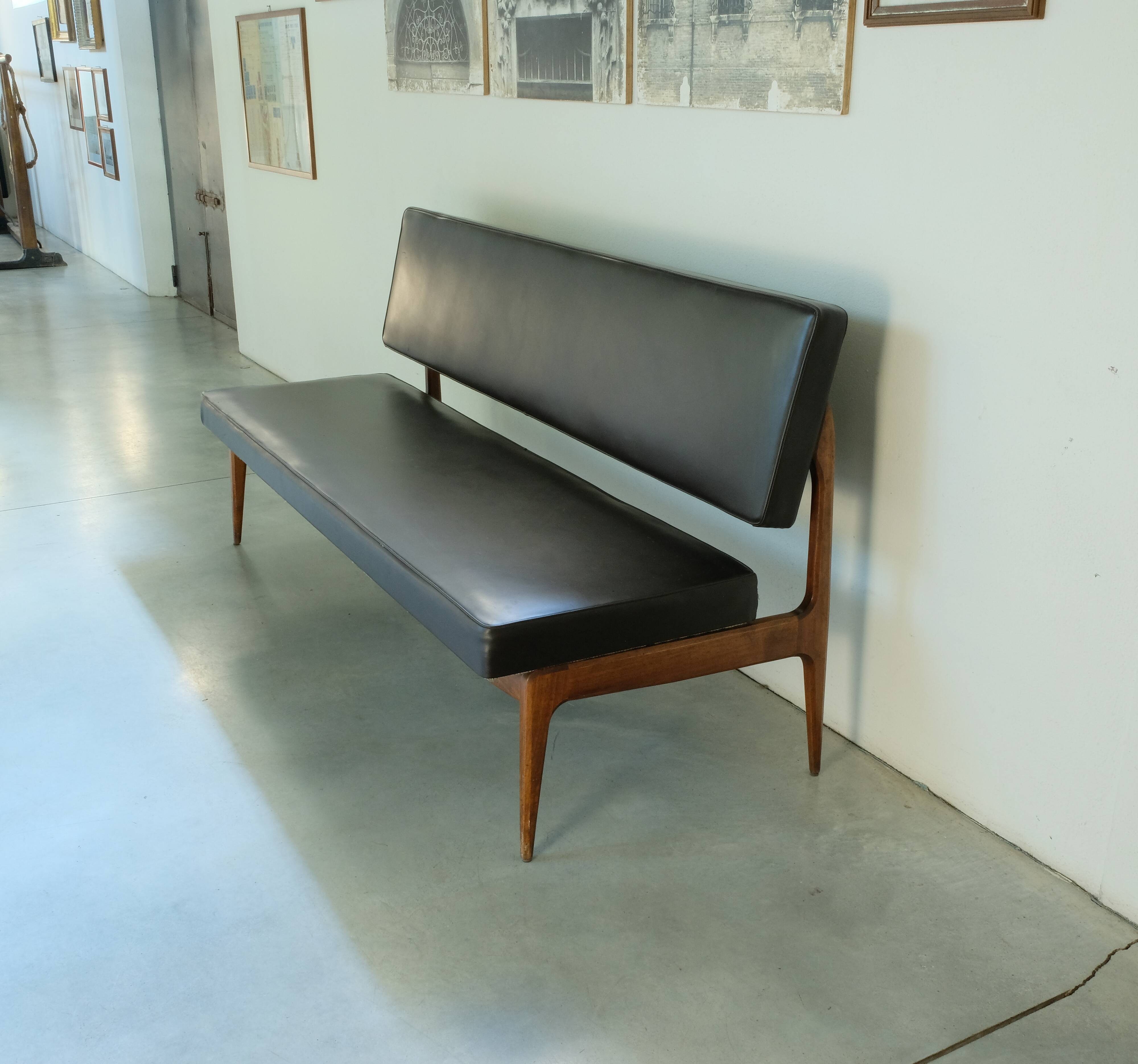 Sofa by Anonima Castelli in teak and skai, 1950s