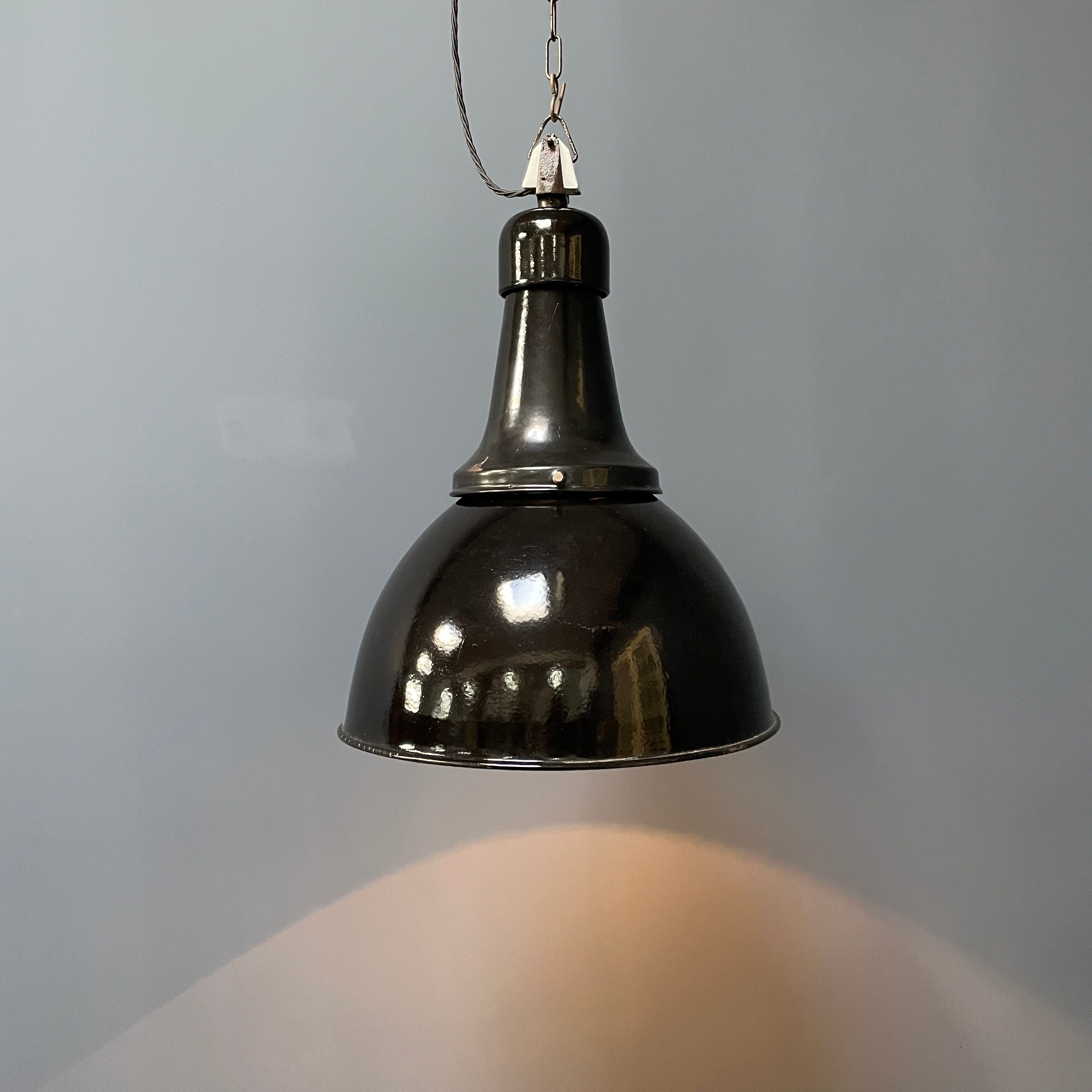 Black enamel Bauhaus factory lamp from Industria Rotterdam