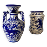 Small amphora vase in old hand-painted ceramic