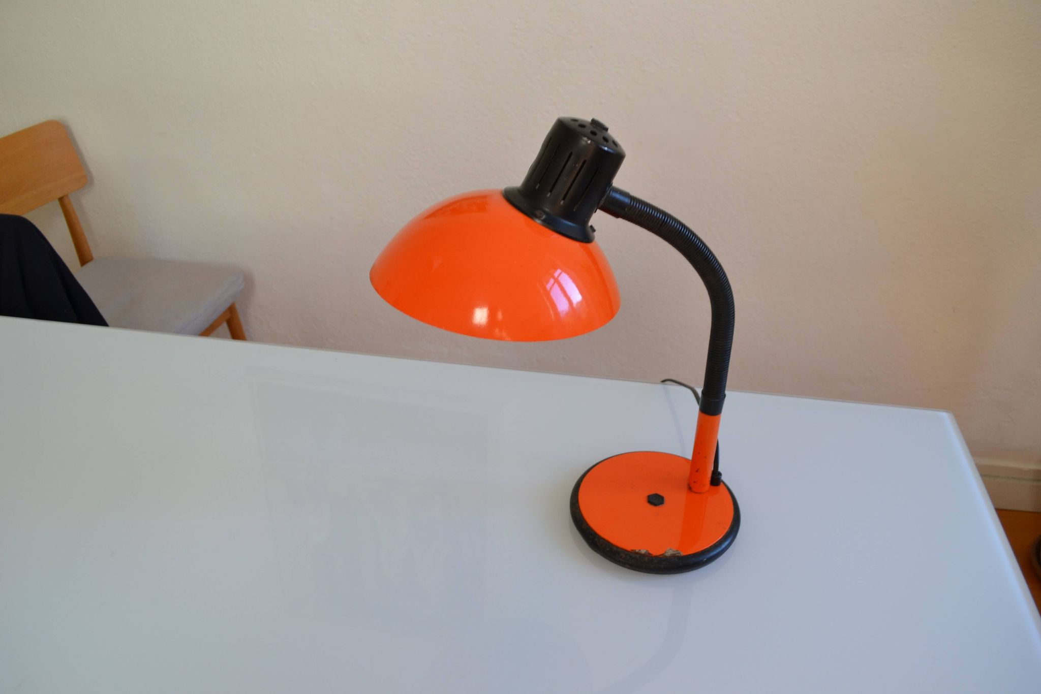 Vintage Aluminor France orange lamp from the 70s 1970