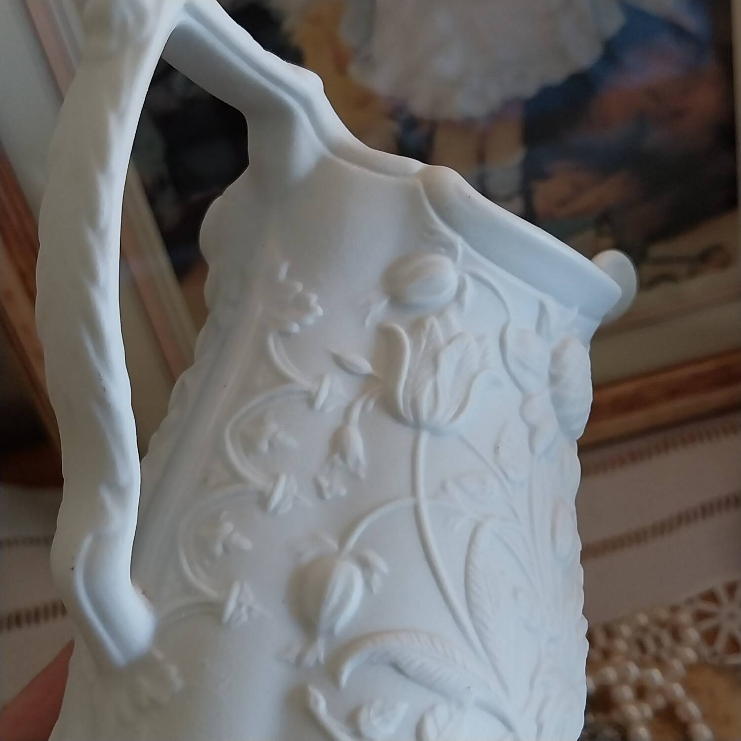 Vintage Portmeirion England biscuit porcelain milk jug