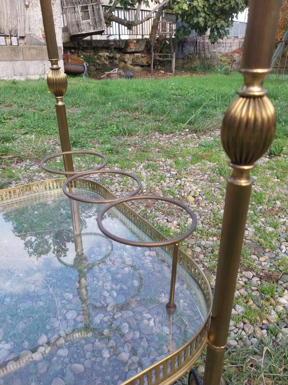 Gold-plated brass serving trolley