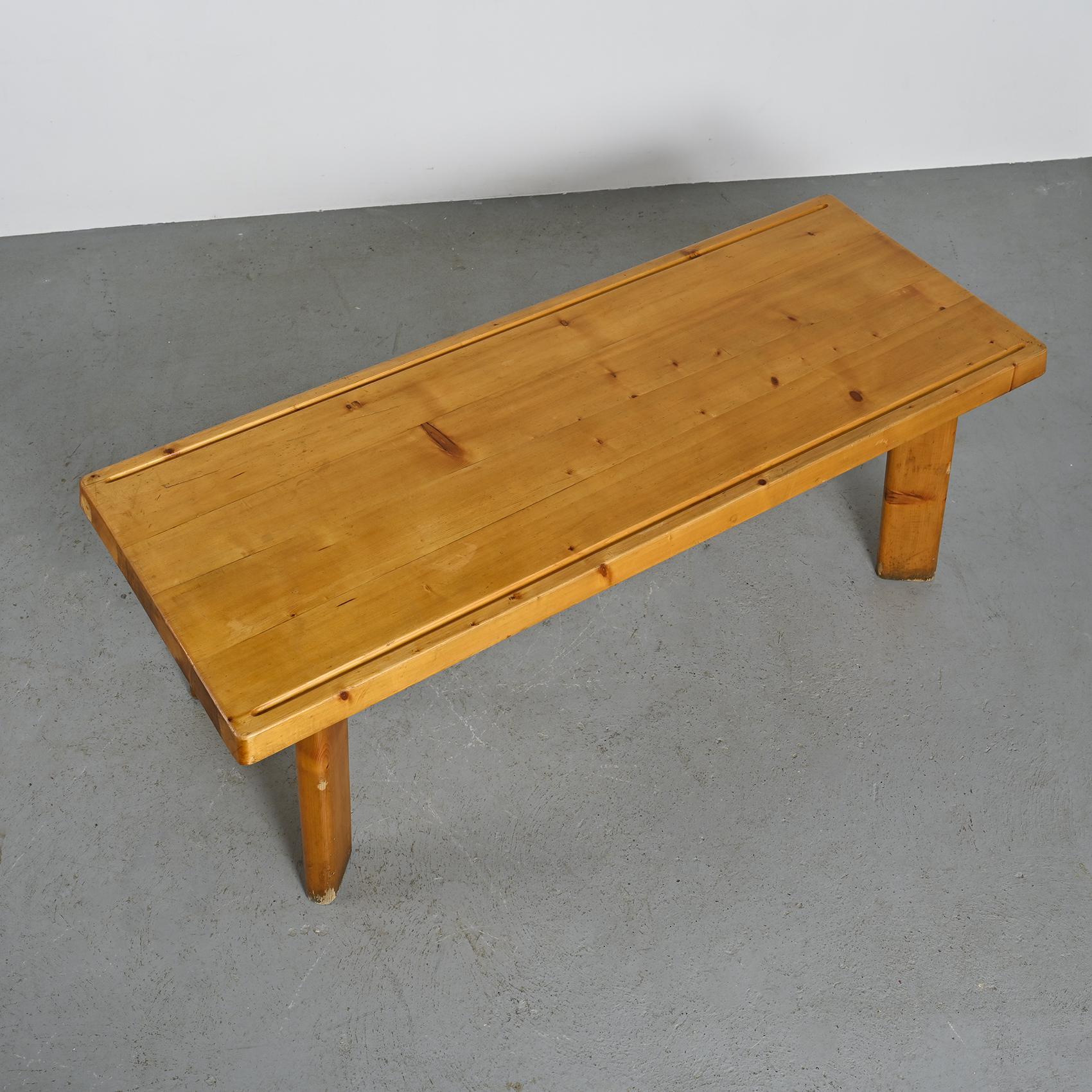 Table et bancs en mélèze par Christian Durupt, vers 1960