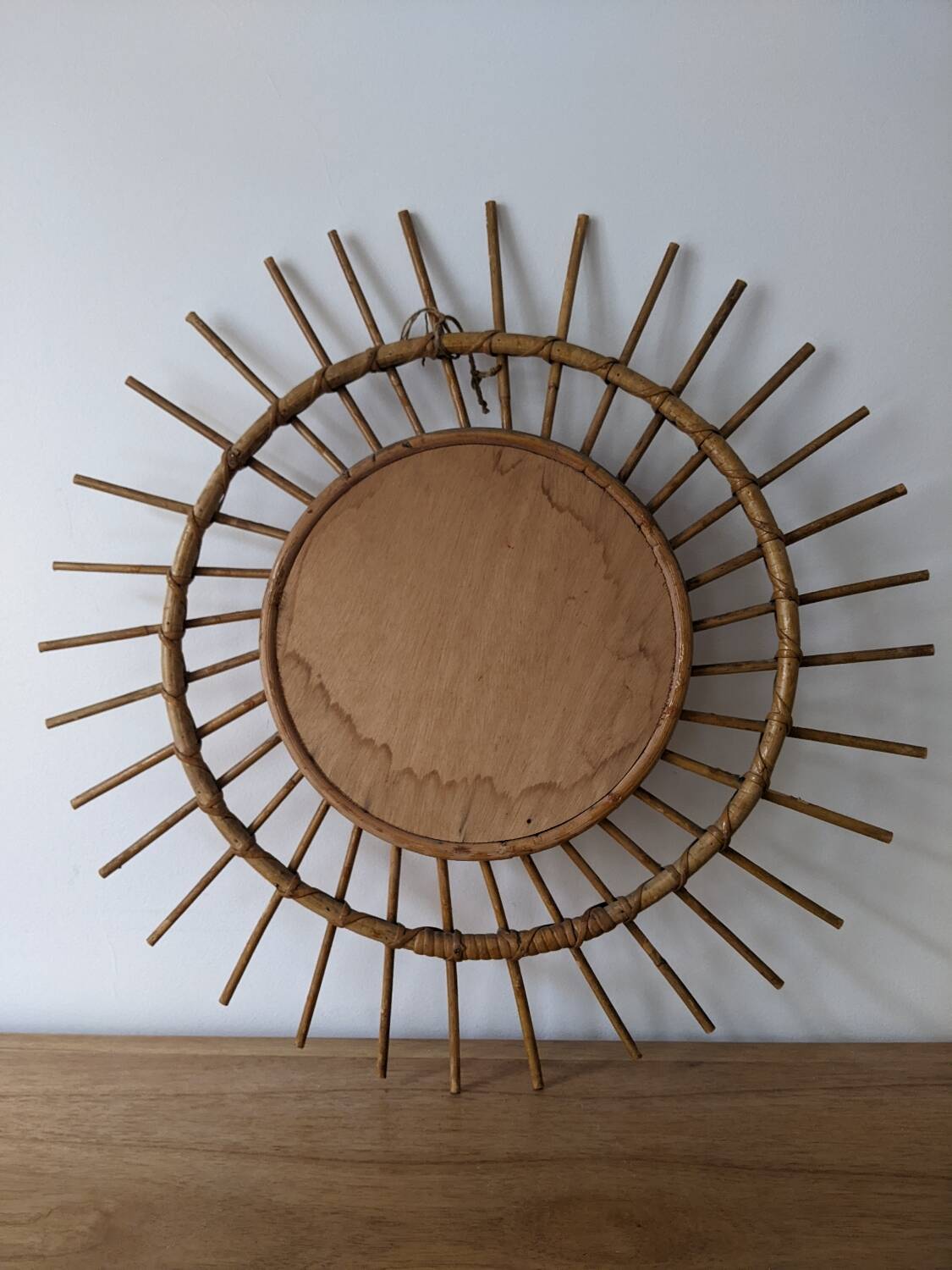 Vintage rattan sun mirror
