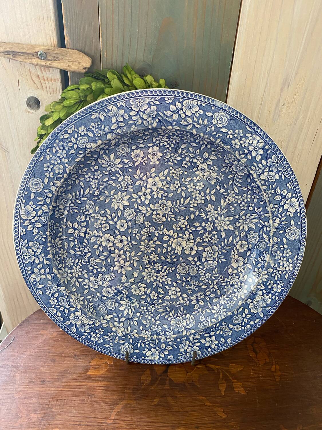 Large round English ironstone dish, 19th century