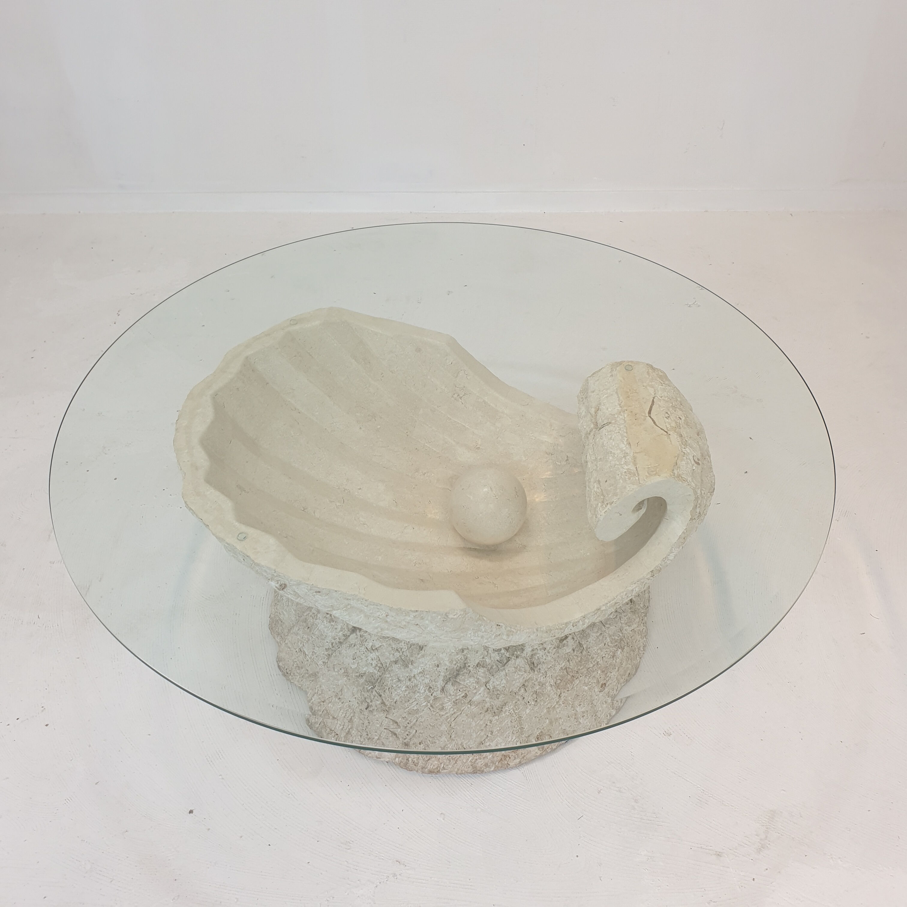 Magnussen ponte mactan stone shell coffee table, 1980s