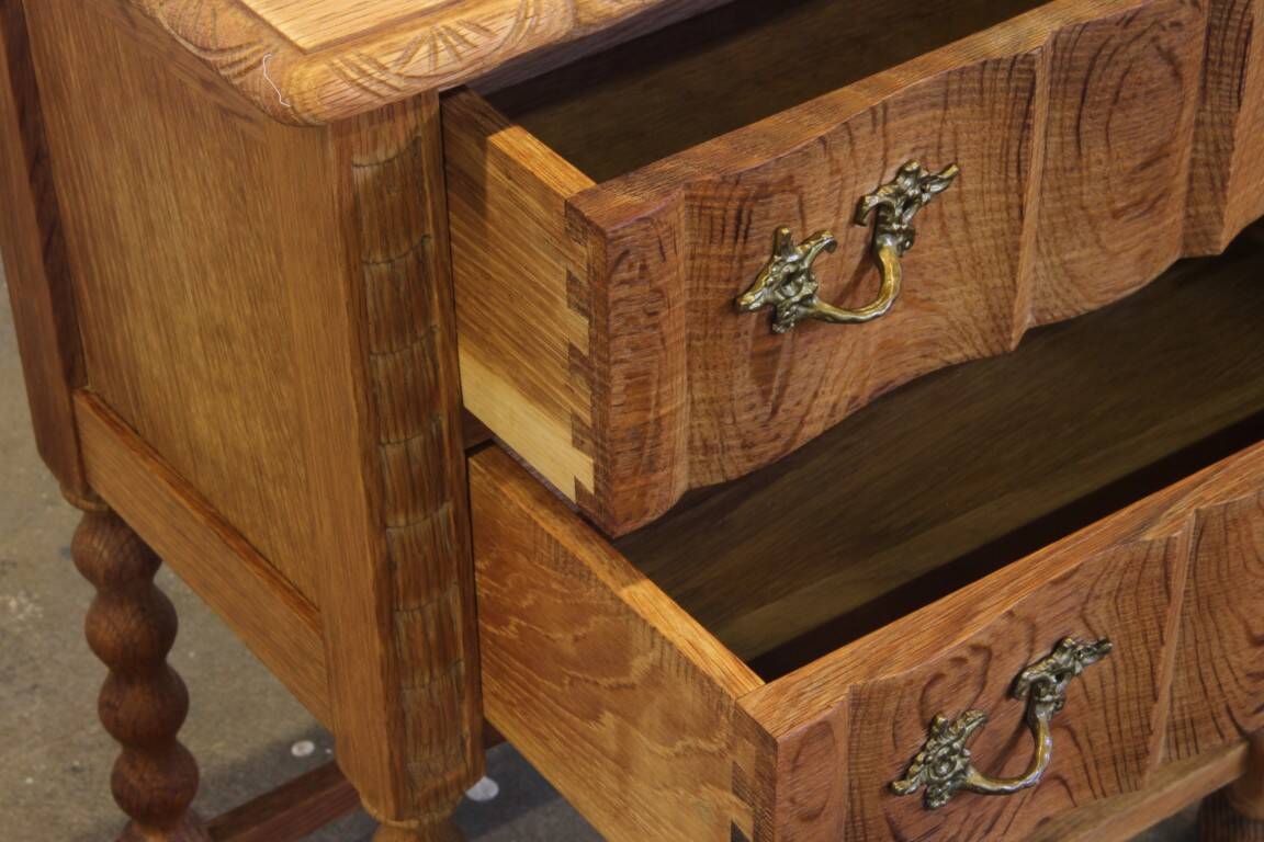Vintage 1960s Danish modern oak nightstands in the style of Henning Kjærnulf