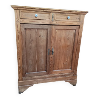 Meuble buffet bois massif portes tiroirs naturel patiné