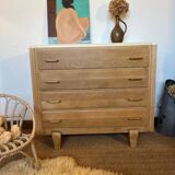 Vintage chest of drawers in wood and golden brass handles