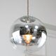 Suspension sphère vintage en verre et chrome, italie, 90s