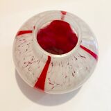 Marmorean glass ball vase in white murano and red-deco-retro-vintage