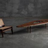 Table basse moderne organique avec vide naturel, France, milieu du 20e siècle