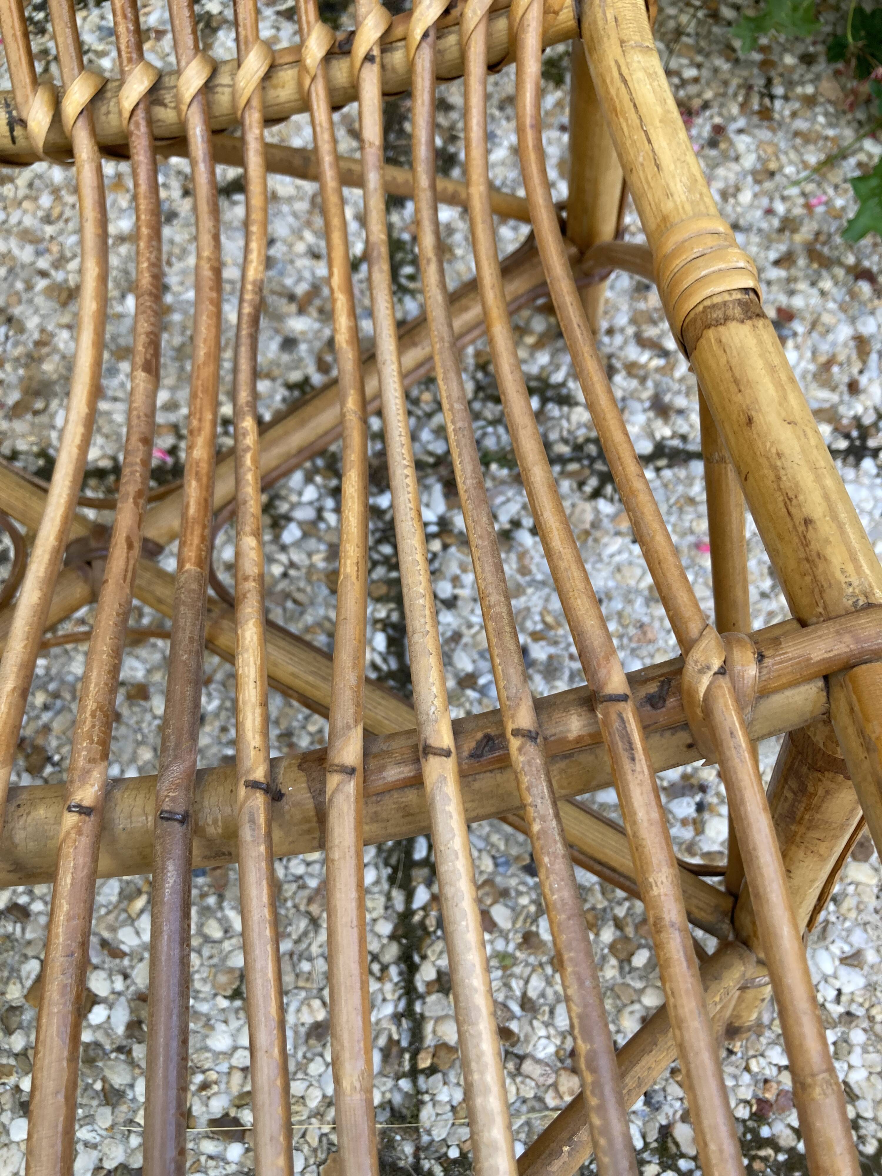 Set of 3 vintage rattan armchairs