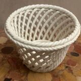 Vintage woven ceramic cache-pot
