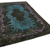 Handmade carved anatolian 1970s 187 cm x 288 cm brown rug