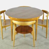 Chaises de salle à manger danoises « cœur » en hêtre et teck, FH4103, bz Hans J. Wegner pour Frity Hansen, années 1950