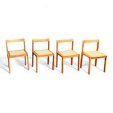 Set of 4 vintage chairs in solid ash and cane