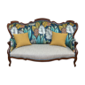 Napoleon III mahogany sofa 19th covered with Casamance fabric