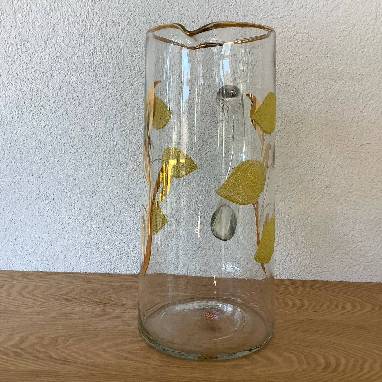 1950s-6o Gilding And Enameled Lemon Monaco Glassware decanter