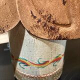 German polychrome wooden angel of light candle holder