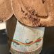 German polychrome wooden angel of light candle holder