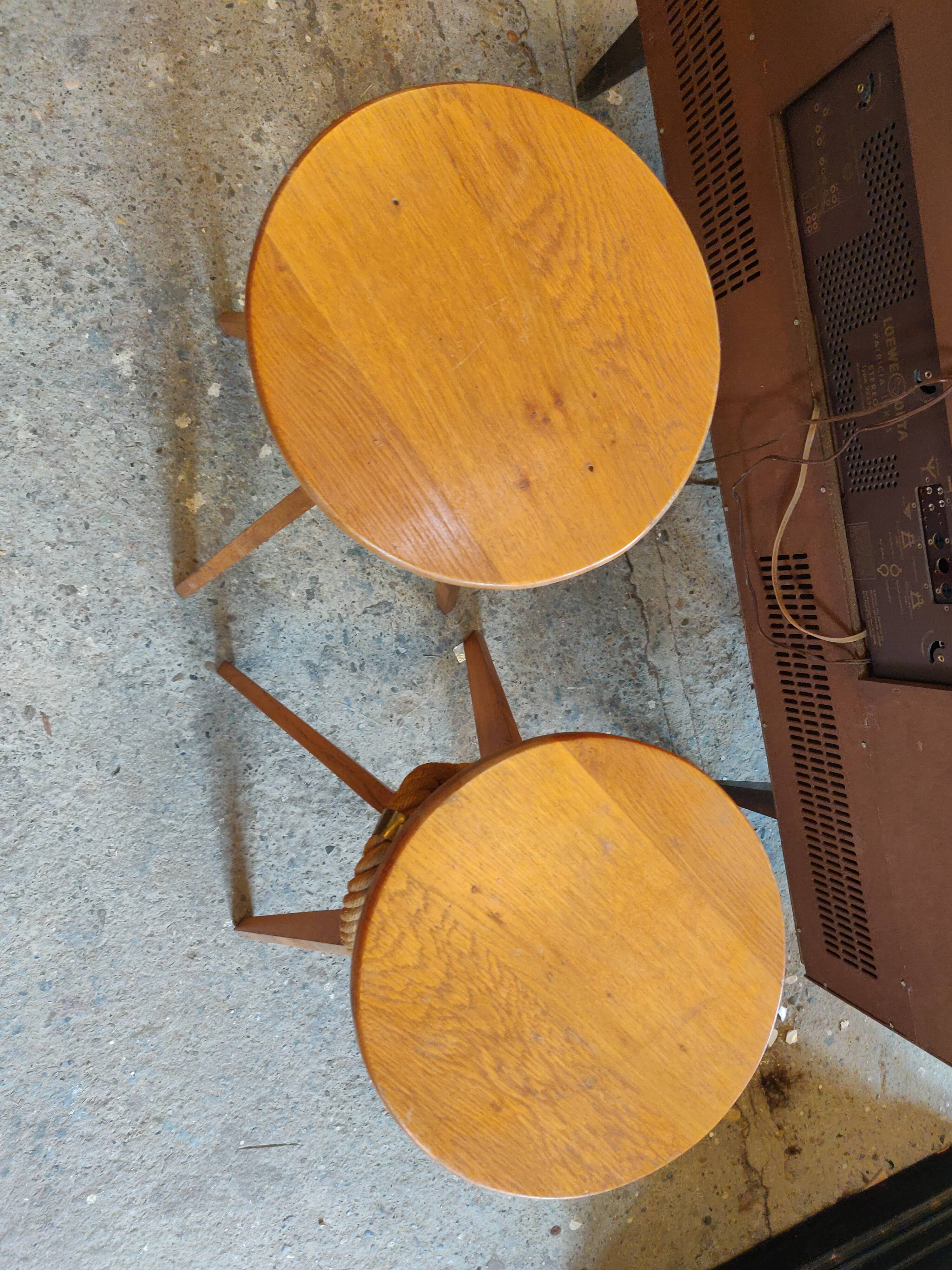 Oak corner bar and 2 stools vintage marine theme