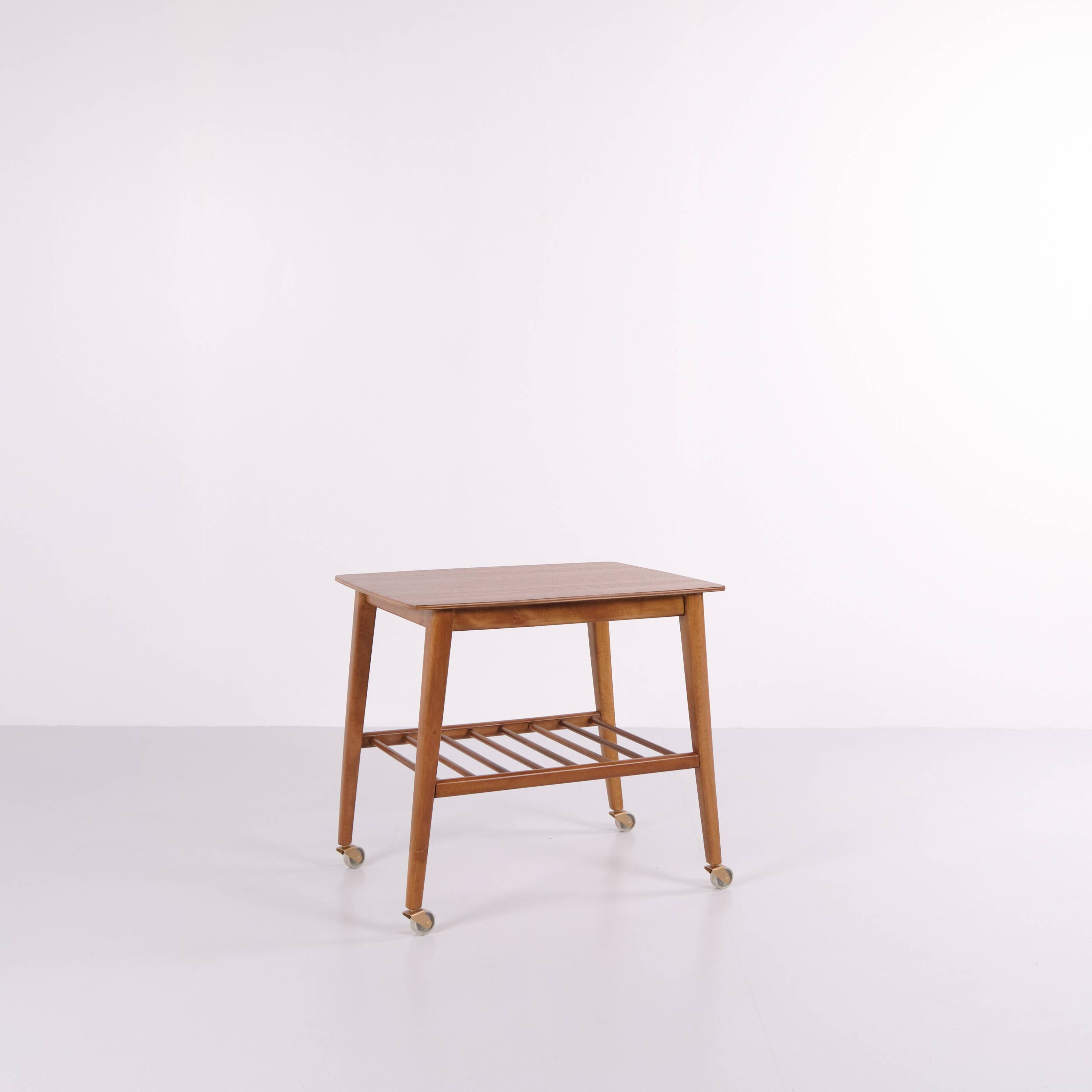 Side table with shelf on wheels - teak - Danish design - 1960s